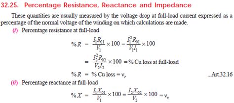 Transformer Percentageresistancereactanceimpedence