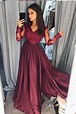 A-line Long Prom Dress With Sleeves School Dance Dress Fashion Winter ...