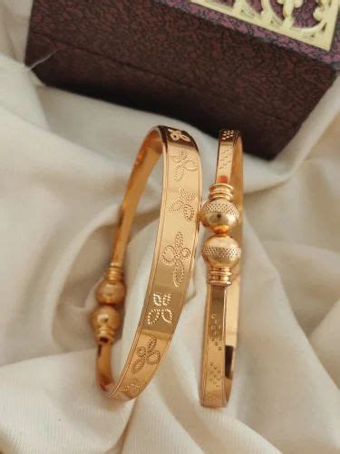 Golden Party Wear 8mm 2 Piece Brass Round Bangle Size Free Size At Rs 75pair In Rajkot