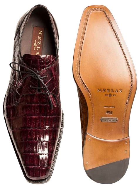 Mezlan Anderson Burgundy All Over Genuine Crocodile Shoes With