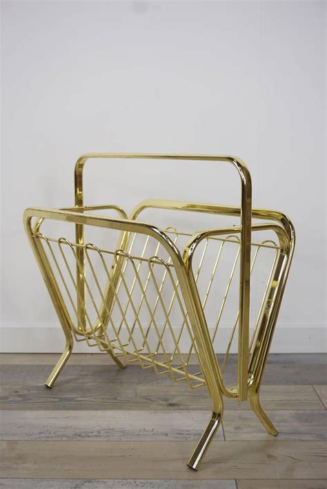 Brass Magazine Rack Hollywood Regency Style For Sale At 1stdibs