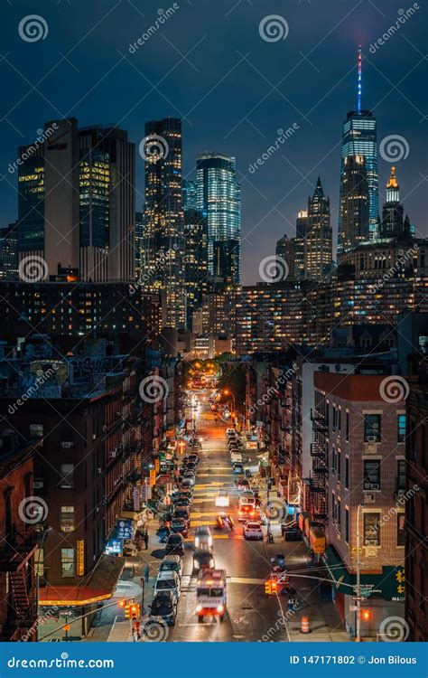 View Of The Lower East Side And Financial District At Night From The