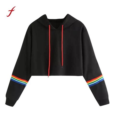 Feitong Autumn And Winter Women Sweatshirt Hoodies Crop Tops Casual