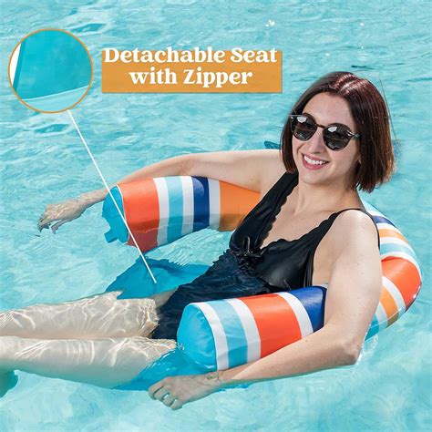 Sloosh 3 Packs Inflatable Pool Float Noodle Chair Stripes Inflatable Pool Noodle Sling Floatie