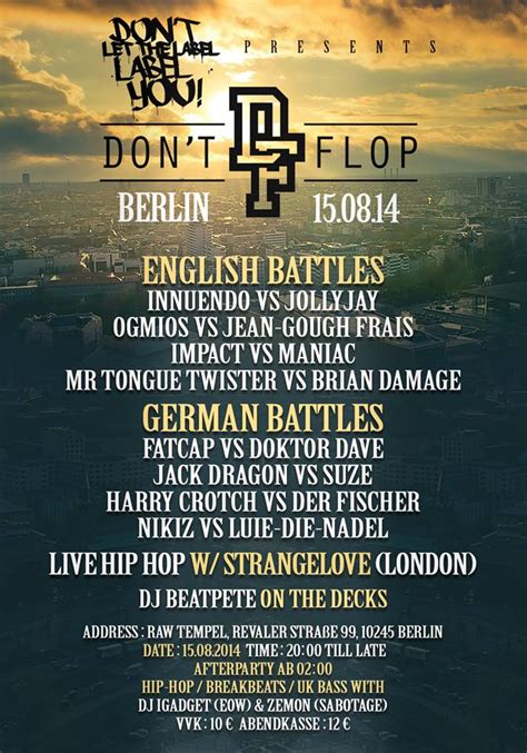 Dont Flop Berlin Dont Flop Entertainment Battle Rap Event