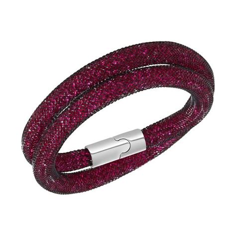 Stardust Swarovski Bracelet Double Dark Fuchsia With Magnetic Closure