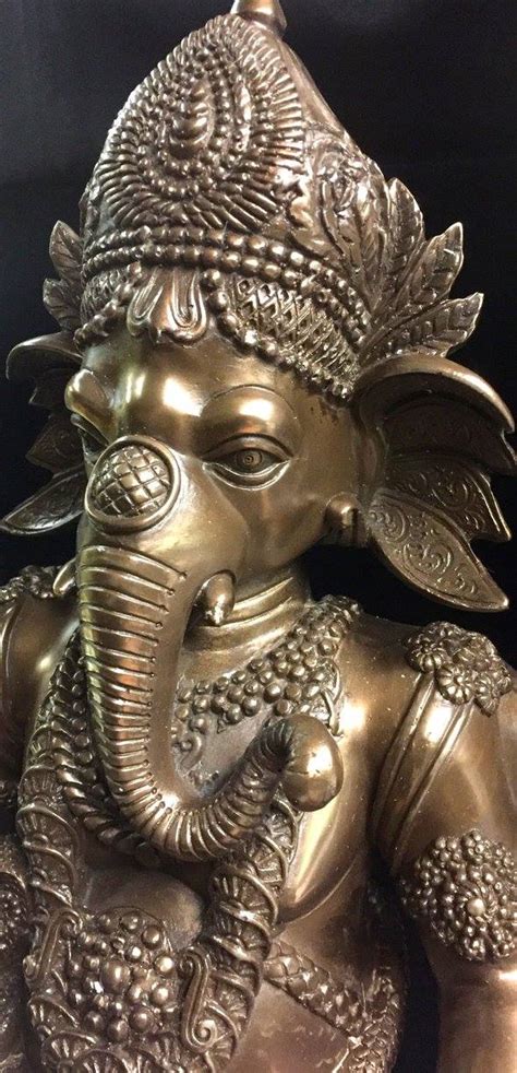 Hindu Elephant God Lord Ganesh Warrior Statue Cold Cast Bronze