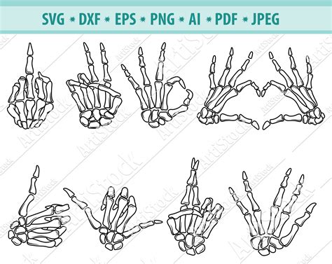 Skeleton Hands Svg Skeleton Hand Gestures Svg Human Bones Etsy
