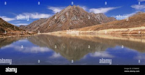 Panoramic View Of Sela Lake With Alpine Landscape In Tawang District