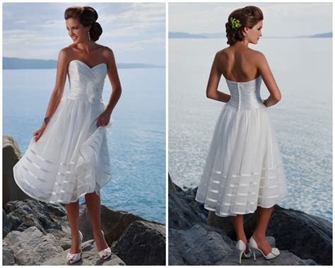 Short Elopement Dress Tea Length Beach Wedding Dresses Casual Beach