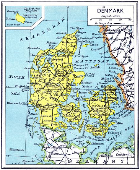 Large Detailed Old Road Map Of Denmark 1941 Denmark Large Detailed Old