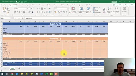 Excel Planilha De Controle Financeiro Simples 2020 Passo A Passo