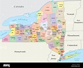 Nueva York mapa político y administrativo Imagen Vector de stock - Alamy