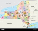 Nueva York mapa político y administrativo Imagen Vector de stock - Alamy