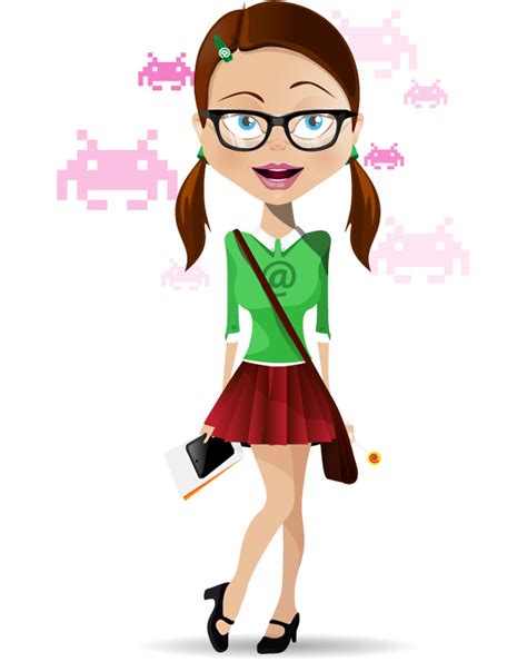 Geek School Girl Vector Character Vector Characters