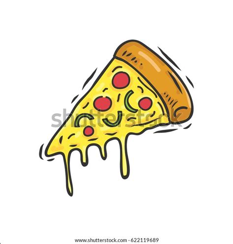 Hand Drawn Pizza Slice Isolated On Stock Vector Royalty Free 622119689