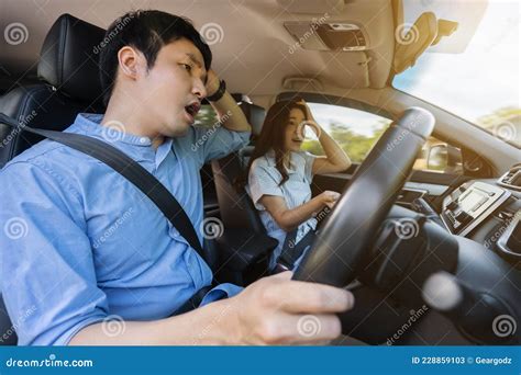 Couple Arguing While Driving A Car Stock Image Image Of Stress