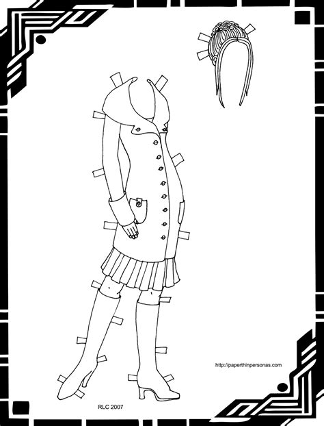 Black And White Paper Doll For Coloring • Paper Thin Personas