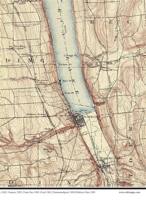 Seneca Lake 1902 Usgs Old Topographical Map Custom Etsy