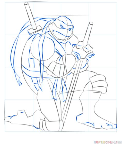 There are many cartoons with turtles. How to draw Leonardo from Ninja Turtles | Step by step ...