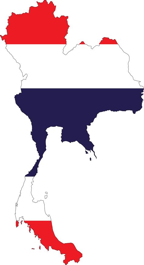 Clipart Thailand Map Flag With Stroke