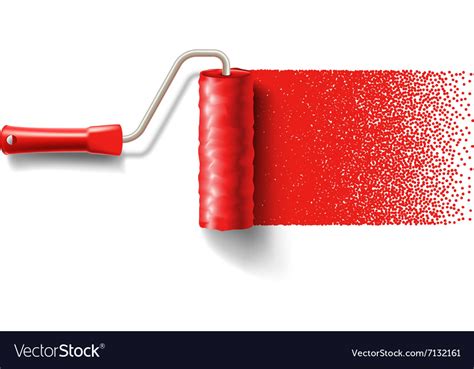Paint Roller Brush With Red Track Royalty Free Vector Image