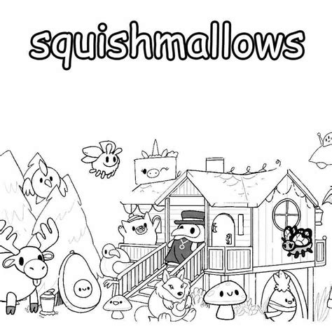 Squishmallow animals in the party Coloring Pages - Squishmallow