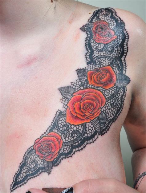 Lace And Roses Chest Tattoos For Women Tattoo Designs For Girls