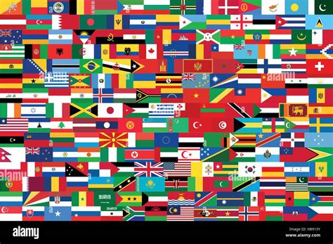 All Flags Of The World In One Flag With Shadow Stock Vector Image And Art