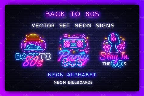 Back To 80s Neon Signs Illustrations Creative Market