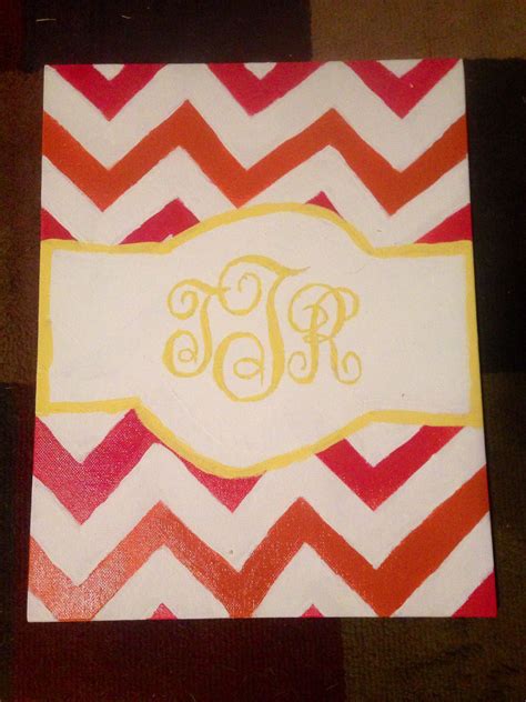 Diy Monogrammed Chevron Painted Canvas So Cute And Easy To Do