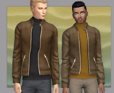 Maxis Mens Sims 4 Cc Brown Leather Jacket A2 Jackets