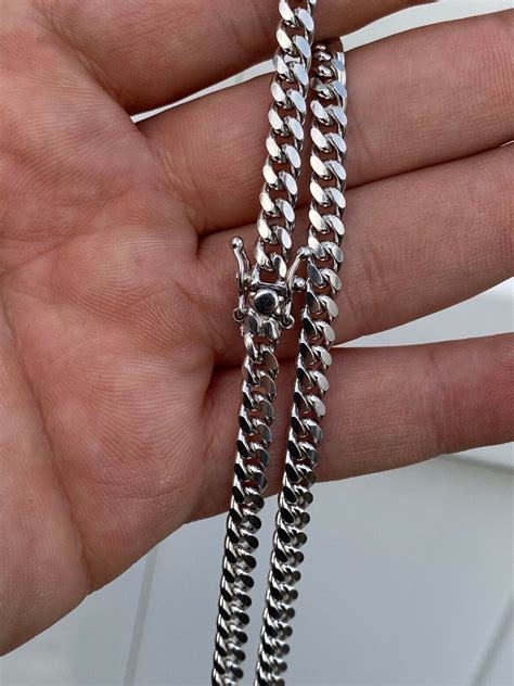 Mens Miami Cuban Link Chain Real Solid 925 Sterling Silver Box Lock