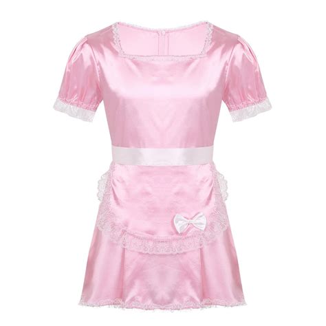 sissy maid satin dress with apron sissy lux