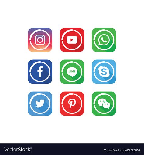 A Collection Popular Social Media Icons Royalty Free Vector