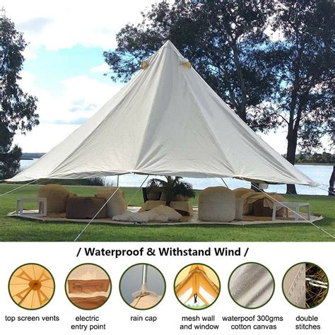 3m Waterproof Canvas Bell Tent Glamping Hunting Camping
