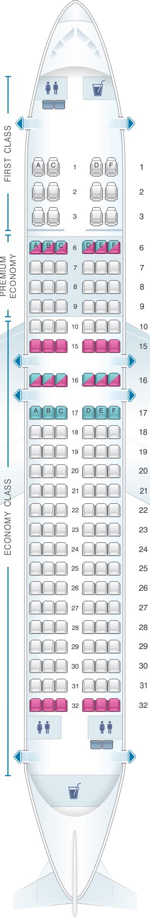 Seat Map Alaska Airlines Horizon Air Airbus A320 214 Retrofit