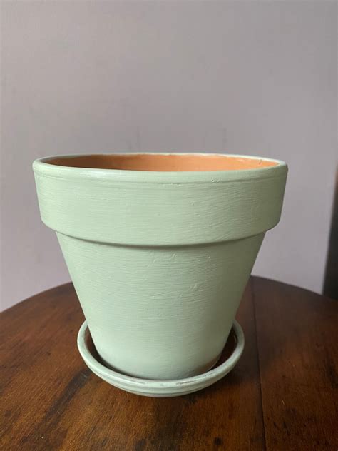 Hand Painted Terracotta Plant Pot And Dish Painted In Chalk Etsy