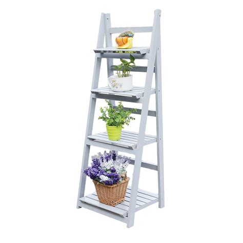 Buy Hehilark 34 Tier Ladder Bookshelf Solid Wood Folding Flower