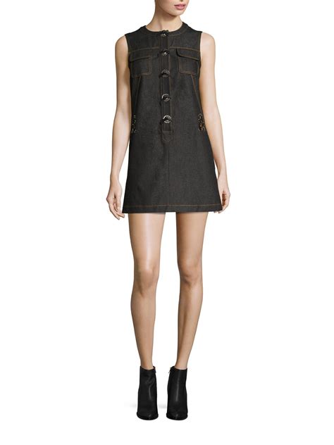 Coach Embroidered Sleeveless Denim Dress In Black Lyst