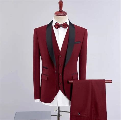 Men Suits Maroon Groom Wedding Suits Men Dinner Suit Classic Etsy