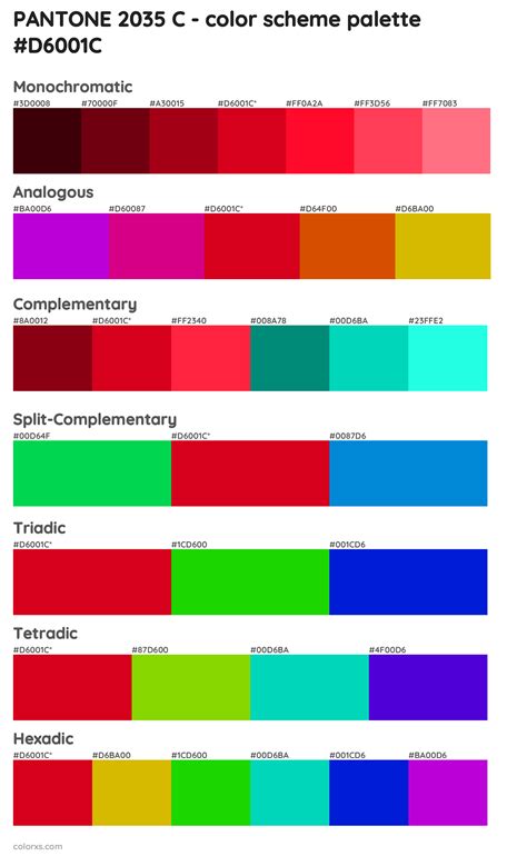 Pantone 2035 C Color Palettes