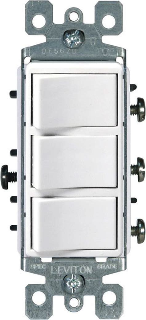 Leviton Decora 15 Amps Rocker Triple Combination Switch Single Pole