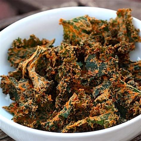 Spicy And Cheesy Kale Chips Recipe Yummly Recipe Cheesy Kale Chips Kale Chip Recipes
