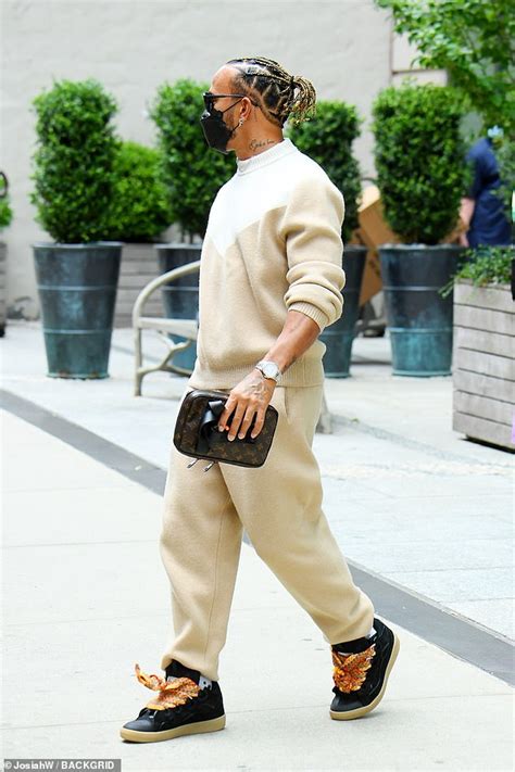Lewis Hamilton Cuts A Casual Figure In A Camel Tracksuit As He Heads Out In New York City