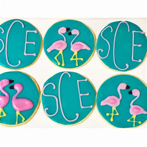 Flamingo And Monogram Cookies For A Fun Bachelorette Weekend Flamingo Cookies Pink And