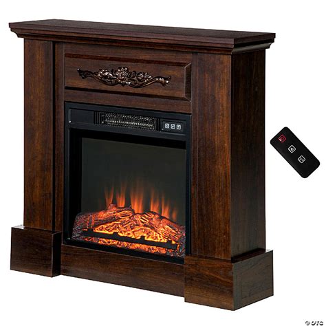 Homcom 32 Electric Fireplace With Mantel Freestanding Heater With Led