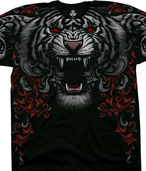 Three Tiger Roar Black T Shirt Tiger Roaring Tiger Design Mens Tshirts