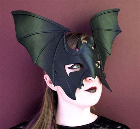 Bat Mask In Black Leather Etsy Bat Mask Leather Mask Mask