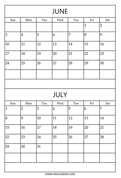 June July Calendar Printable Printable Word Searches